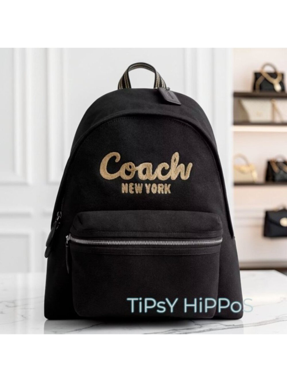NEW WITH TAGS Coach Black Cargo Backpack/Book Bag